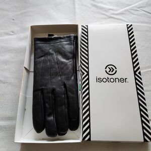 Women's  Isotoner  Soft touch  touchscreen  Black Leather Gloves LG NIB
